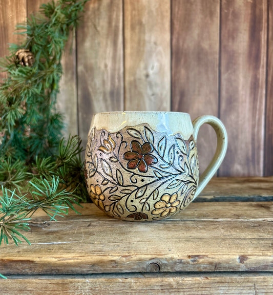 Rustic flower mug