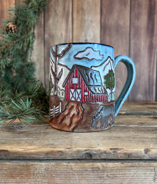 Barn Mug with horses