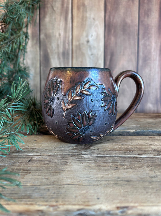 Short style sunflower mug