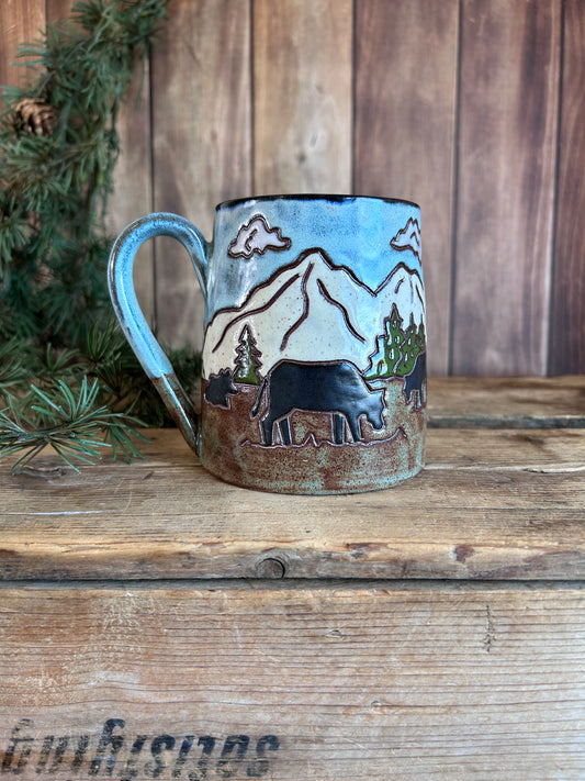Barn mug with cows