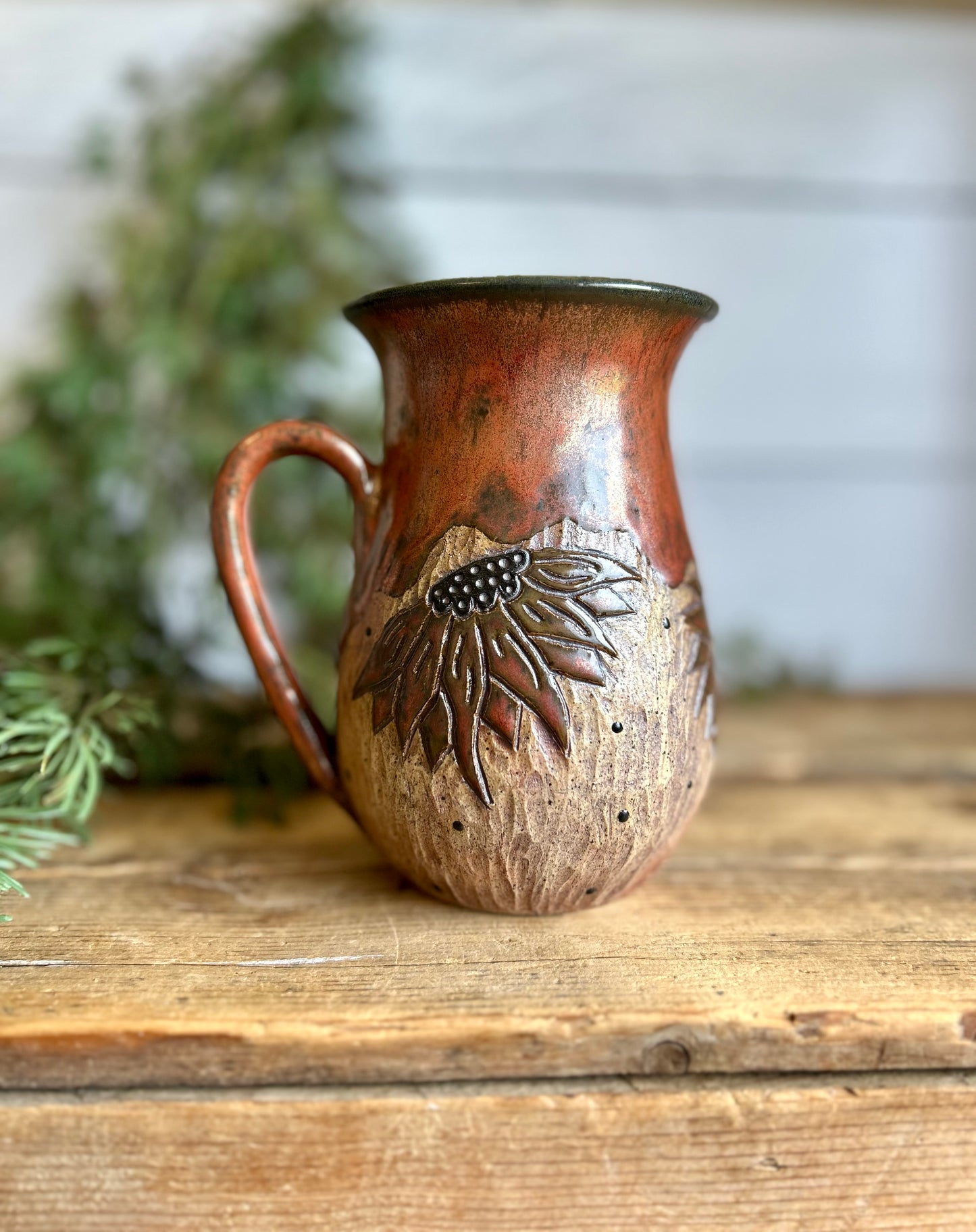 Rustic sunflower mug