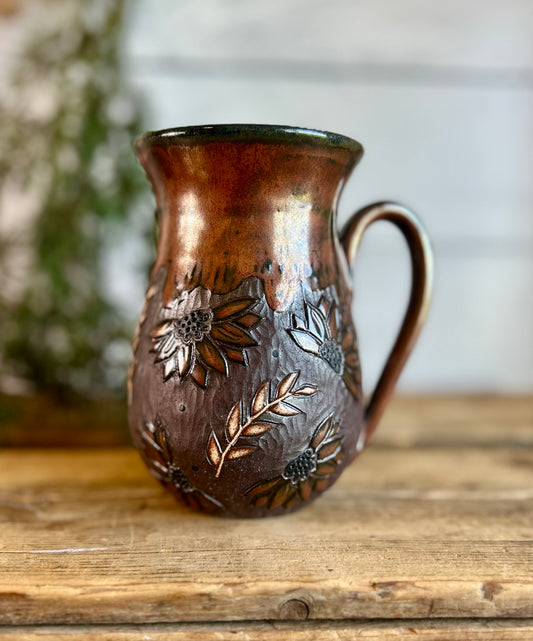 Rustic sunflower mug