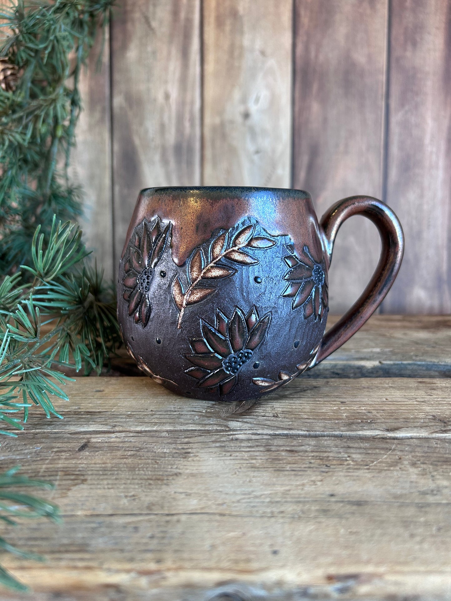 Short style sunflower mug