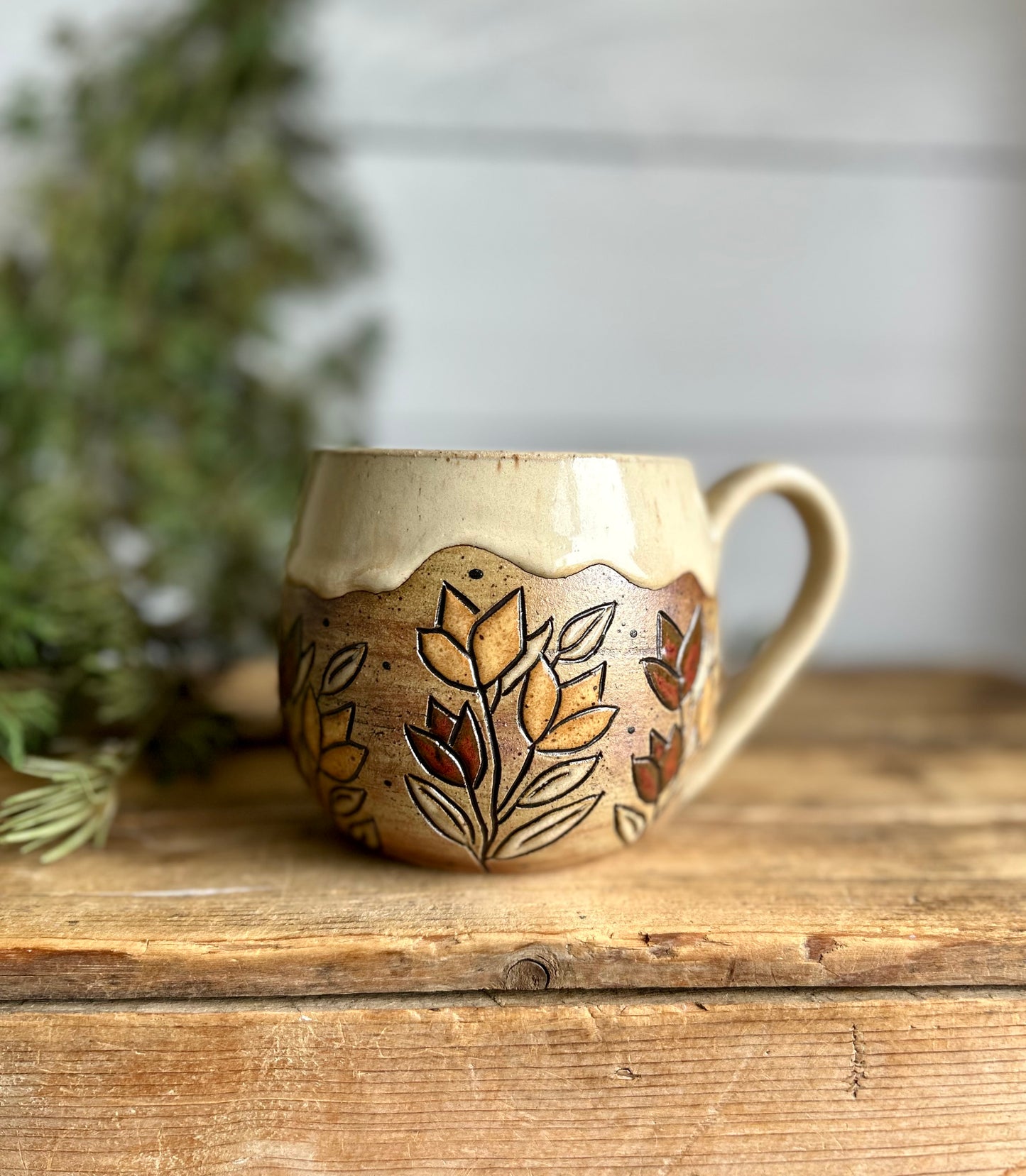 Rustic flower mug