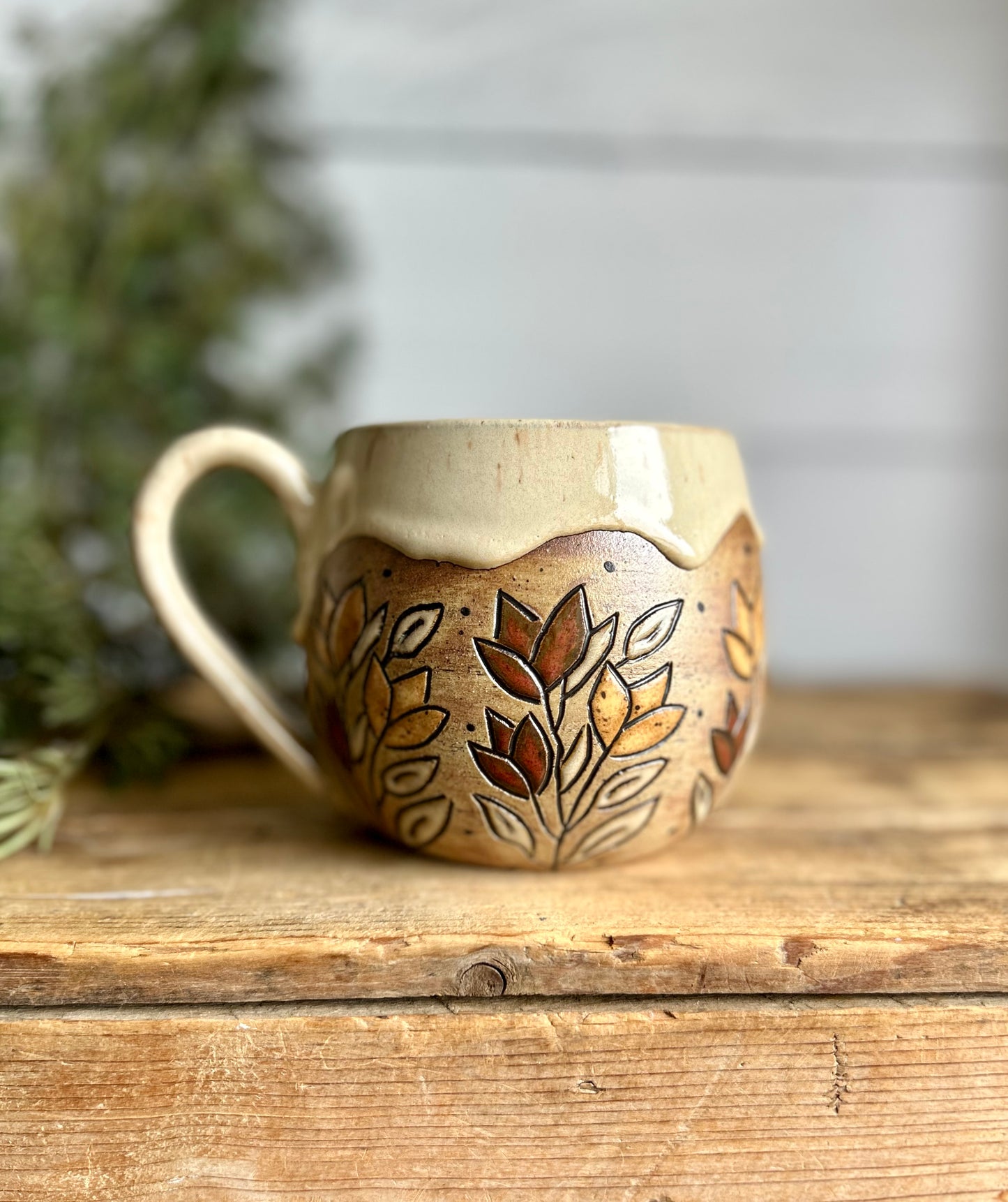 Rustic flower mug